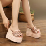 super high platform wedge heel shoes